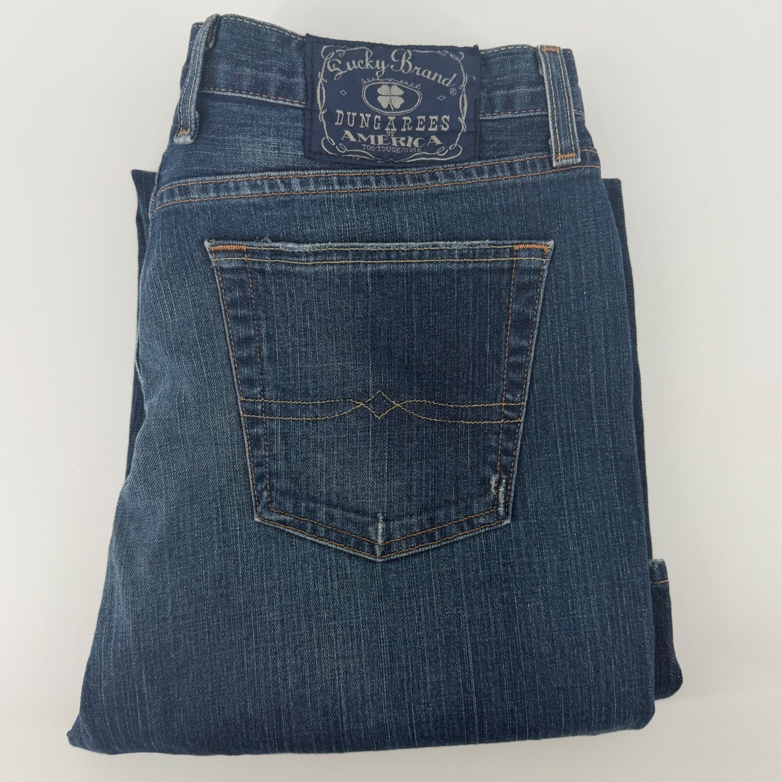 Lucky Brand Jeans Mens 34 Blue Bootcut Regular Dark Flight Stretch Denim 7m10642